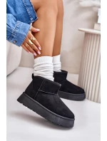 Nízké dámské sněhule na platformě zateplené kožíškem černé Saldren Nízké dámské sněhule na platformě zateplené kožíškem černé Saldren