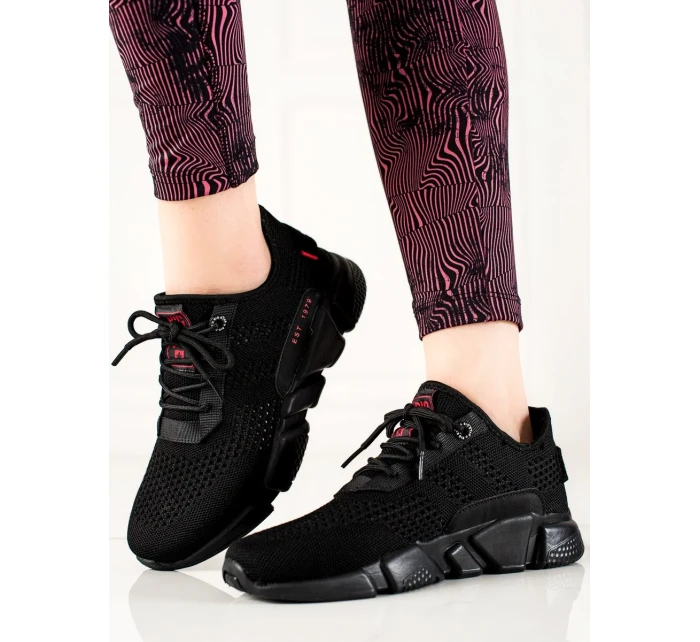 Komfortní tenisky dámské černé bez podpatku Komfortní tenisky dámské černé bez podpatku