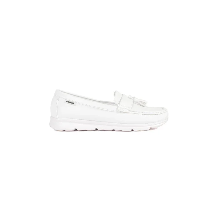 Krásné  mokasíny bílé dámské na klínku