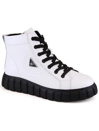 Kožené boty na platformě W model 21307454 white - FILIPPO