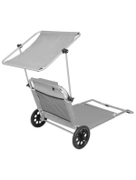 Skládací plážové lehátko se stříškou na kolečkách 116x62x62-90CM šedé Skládací plážové lehátko se stříškou na kolečkách 116x62x62-90CM šedé