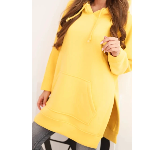 Zateplená mikina s rozparky na bocích žlutá