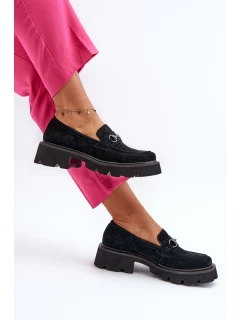 Masivní dámské boty z semiše černé model 21655412 - VINCEZA