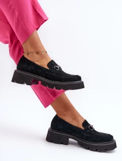 Masivní dámské boty z semiše černé model 21655412 - VINCEZA