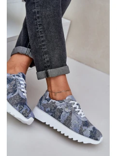 Zamšové Vzorované Sportovní Boty Na Platformě S Leskem D&A LR51-635 Modré