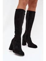 Dámské kozačky s na sloupkovém podpatku černé model 21709495 - Boto Dámské kozačky s na sloupkovém podpatku černé model 21709495 - Boto