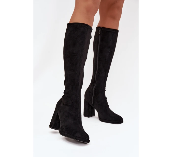 Dámské kozačky s na sloupkovém podpatku černé model 21709495 - Boto Dámské kozačky s na sloupkovém podpatku černé model 21709495 - Boto