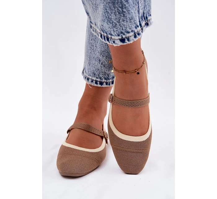 Ploché baleríny z materiálu světle hnědé model 22122467 - Boto