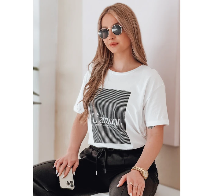 Dámské bílé tričko LAMOUR FashionStreet RY2588 Dámské bílé tričko LAMOUR FashionStreet RY2588