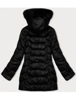 Černá prošívaná dámská bunda s kapucí model 21247411 - S'WEST