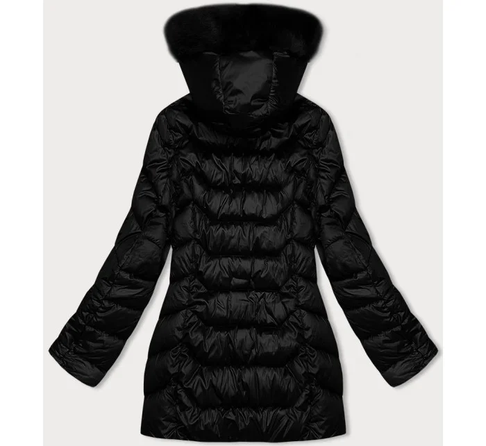 Černá prošívaná dámská bunda s kapucí model 21247411 - S'WEST