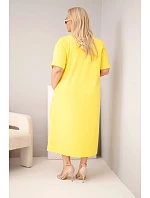 Dámské bavlněné šaty Plus Size s výstřihem do V žlutá Dámské bavlněné šaty Plus Size s výstřihem do V žlutá
