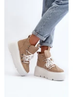 Zazoo 3416 Kožené Dámské Sportovní Boty Beige