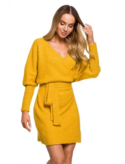 Zavinovací svetrové šaty s vázáním model 18003592 - Moe