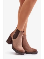 Zateplené Dámské Kotníkové Boty Na Podpatku Z Eko Semiše Vinceza Béžové Zateplené Dámské Kotníkové Boty Na Podpatku Z Eko Semiše Vinceza Béžové