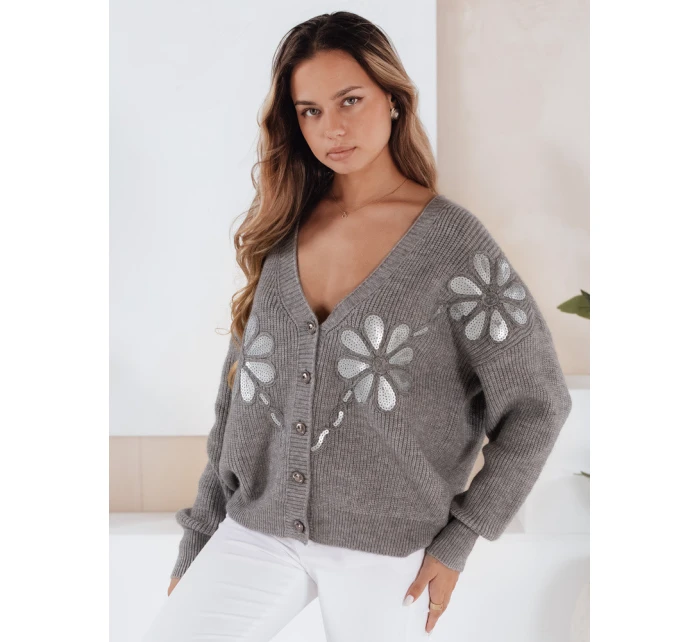 Dámský kardigan šedý model 21990970 - Dstreet Dámský kardigan šedý model 21990970 - Dstreet
