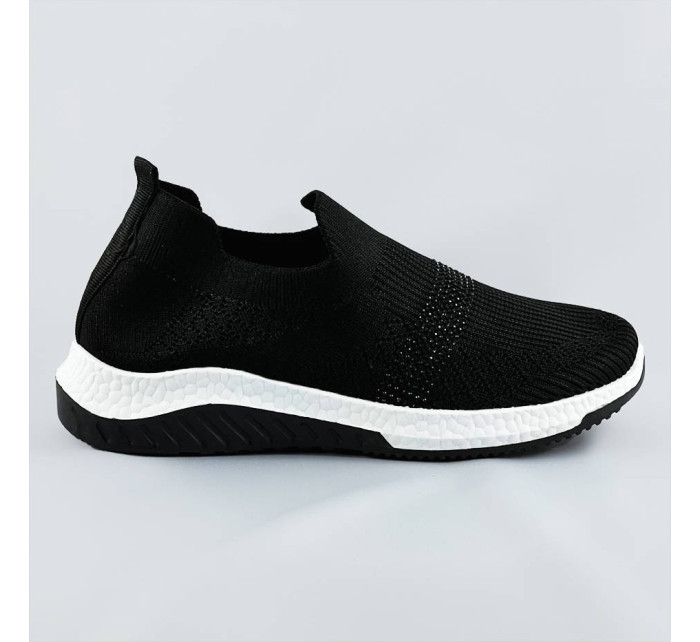 Černé dámské ažurové boty se zirkony (C1057)
