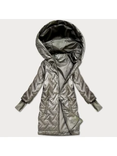 Béžová prošívaná bunda s trapézovým střihem a s kapucí (T2-2290#-62)