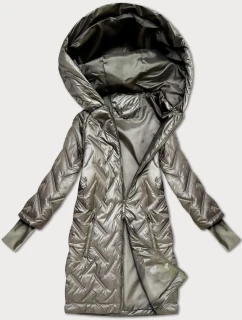 Béžová prošívaná bunda s trapézovým střihem a s kapucí (T2-2290#-62)