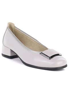 Kožené lodičky na nízkém podpatku šedé model 22097245 - VINCEZA