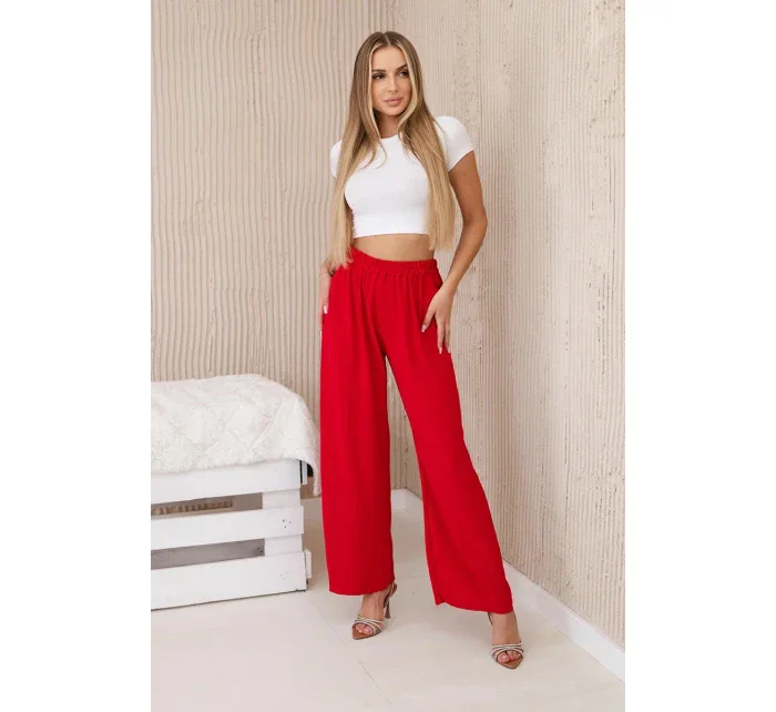Kalhoty se širokými nohavicemi červený