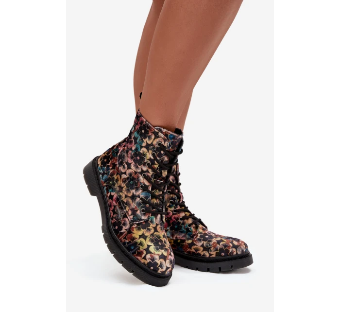 Dámské zimní kotníkové boty květinové Artiker 57C1050 multikolor