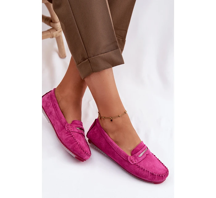 Dámské ploché mokasíny z přírodního semiše S.Barski LR61-7029 fuchsiová Dámské ploché mokasíny z přírodního semiše S.Barski LR61-7029 fuchsiová