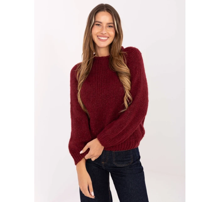 Sweter MI SW model 21421342 bordowy - FPrice Sweter MI SW model 21421342 bordowy - FPrice