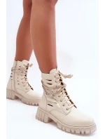 Módní pracovní boty s ozdobným páskou Bežové Rocky Módní pracovní boty s ozdobným páskou Bežové Rocky