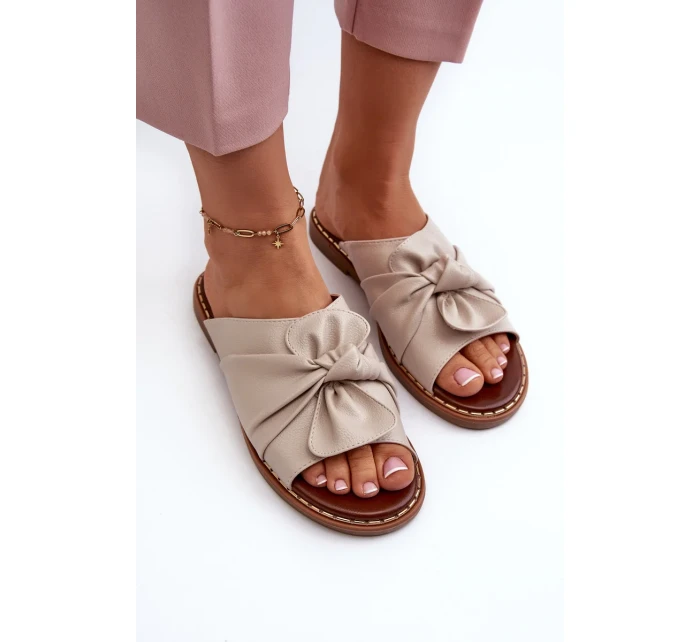 Dámské pantofle na plochém podpatku Béžová Nelvira