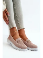 Dámské mokasíny na plochém podpatku se zlatými detaily, růžová Limentia Dámské mokasíny na plochém podpatku se zlatými detaily, růžová Limentia