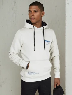 Pánská mikina s kapucí světle šedá model 21976042 - Dstreet