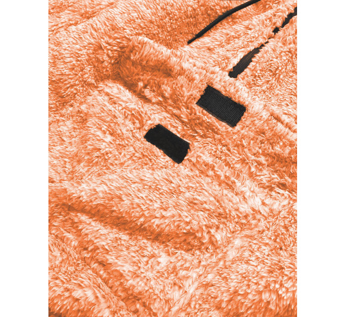 Oranžová melanžová plyšová dámská mikina (HH008-48)