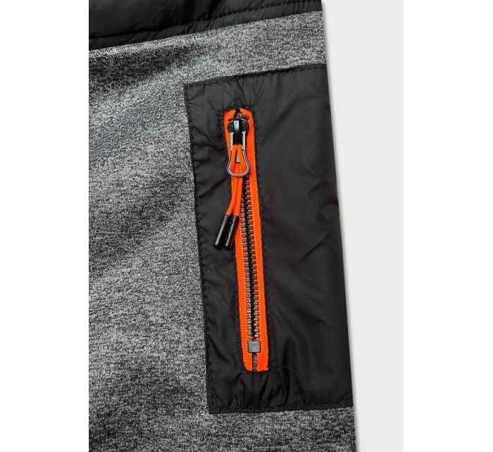 Černo-grafitová pánská bunda s neonovými zipy (8M907-392)