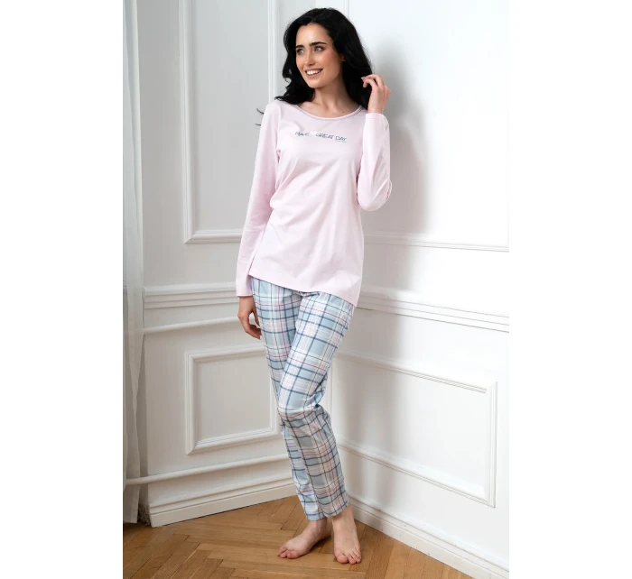 Italská móda Glamour s dlouhým rukávem barva:růžová/potisk