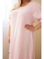 Dámské šaty Plus Size z  s výstřihem do V bonbónově růžová model 22141100 - K-Fashion
