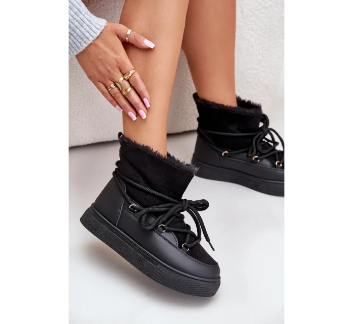 Dámské Sněhule Na Platformě Zateplené Kožíškem Černé Aziara Dámské Sněhule Na Platformě Zateplené Kožíškem Černé Aziara