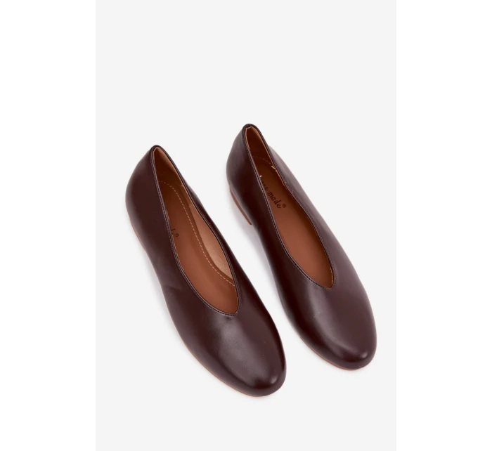 Dámské baleríny z eko kůže na plochém podpatku hnědé model 21710660 - Boto Dámské baleríny z eko kůže na plochém podpatku hnědé model 21710660 - Boto