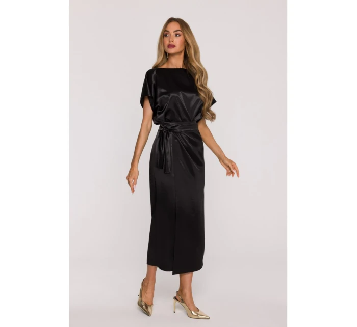 Saténové šaty v stylu černé model 21479280 - Moe