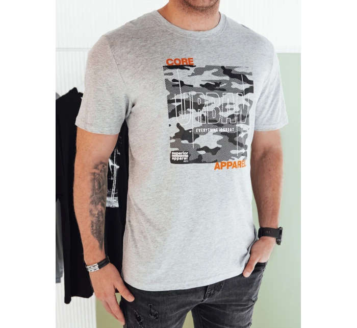 Pánské šedé tričko s potiskem FashionStreet RX5455