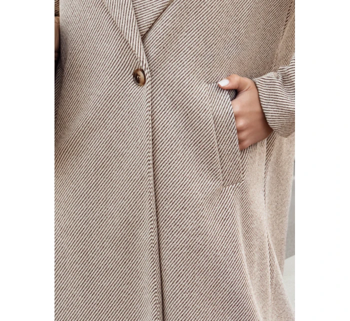 Dámský oversize kabát dlouhý světle hnědý model 21982234 - Dstreet