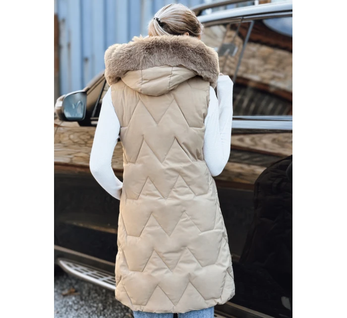 Dámská prošívaná béžová vesta Dstreet model 21993342 - FashionStreet