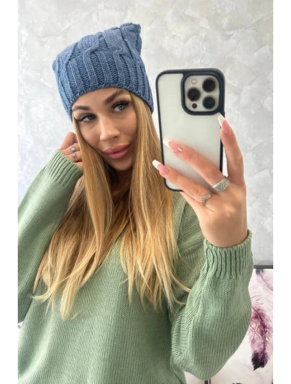 Fleecová čepice denim model 18750125 - K-Fashion Fleecová čepice denim model 18750125 - K-Fashion