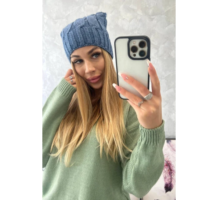 Fleecová čepice denim model 18750125 - K-Fashion Fleecová čepice denim model 18750125 - K-Fashion