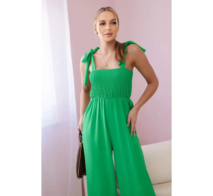 Overal na ramínka s volánkovým topem zelený
