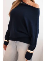 Dámský viskózový asymetrický svetr netopýří modrý