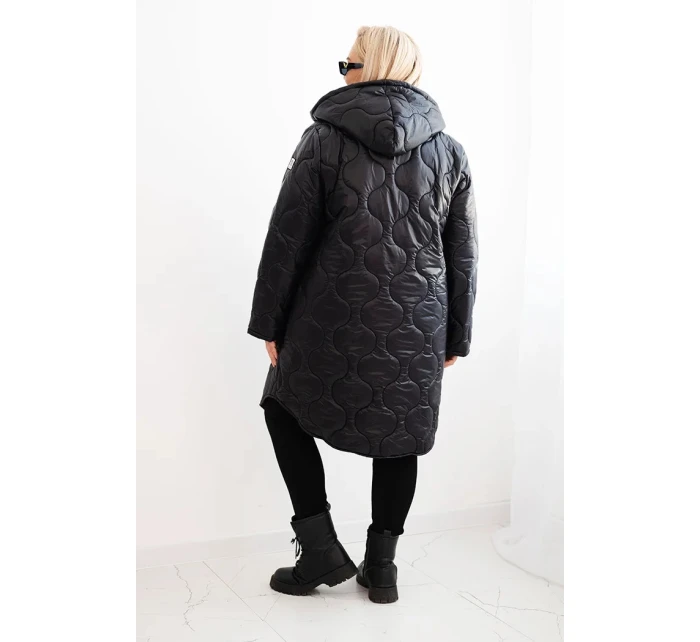 Dámská zimní bunda Plus Size prošívaná s kapucí červená