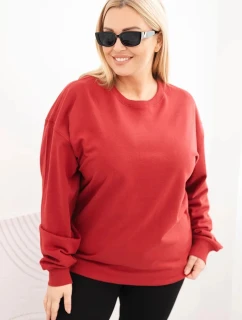 Dámská mikina s model 21723029 designem Plus Size bavlněná basic s kulatým výstřihem bordó - K-Fashion