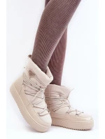 Dámské sněhule na platformě s vázáním béžové model 21641611 - Boto