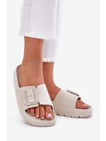 Dámské Pěnové Pantofle Na Platformě S Přezkou Béžové model 21697854 - Boto